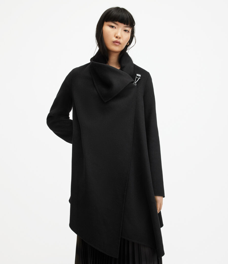 ALLSAINTS UK: Womens Monument Eve Wool Blend Coat (black)