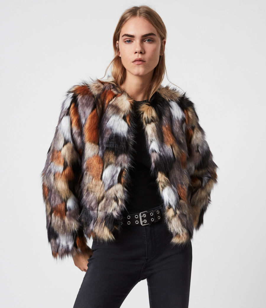 all saints faux fur coat