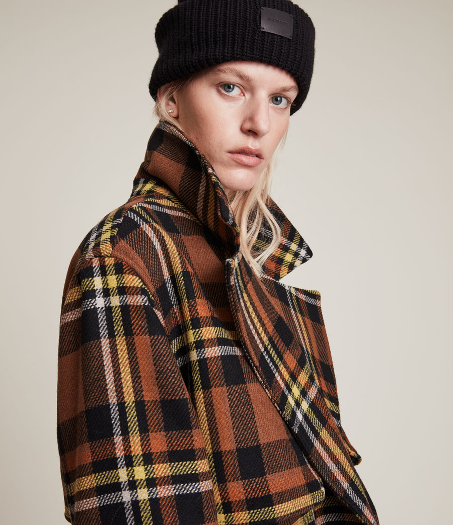 Women's Bree Check Wool Blend Coat (brown_black) - Image 2