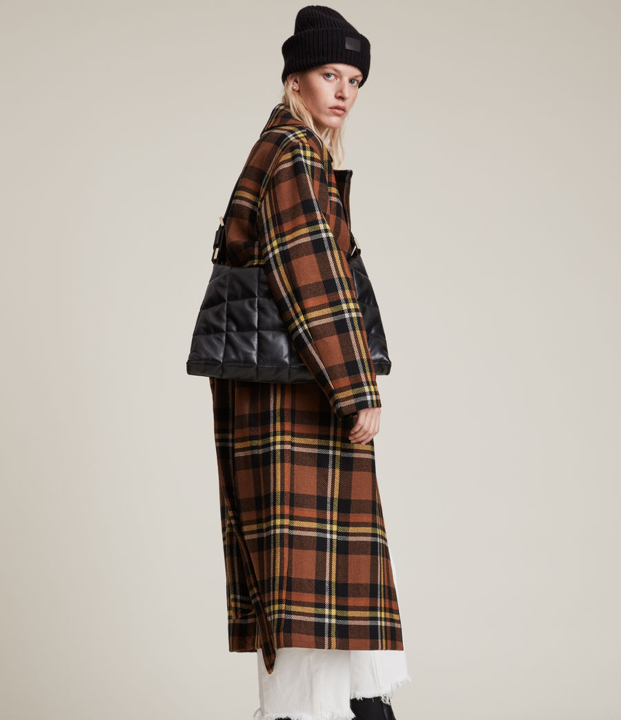 Women's Bree Check Wool Blend Coat (brown_black) - Image 3