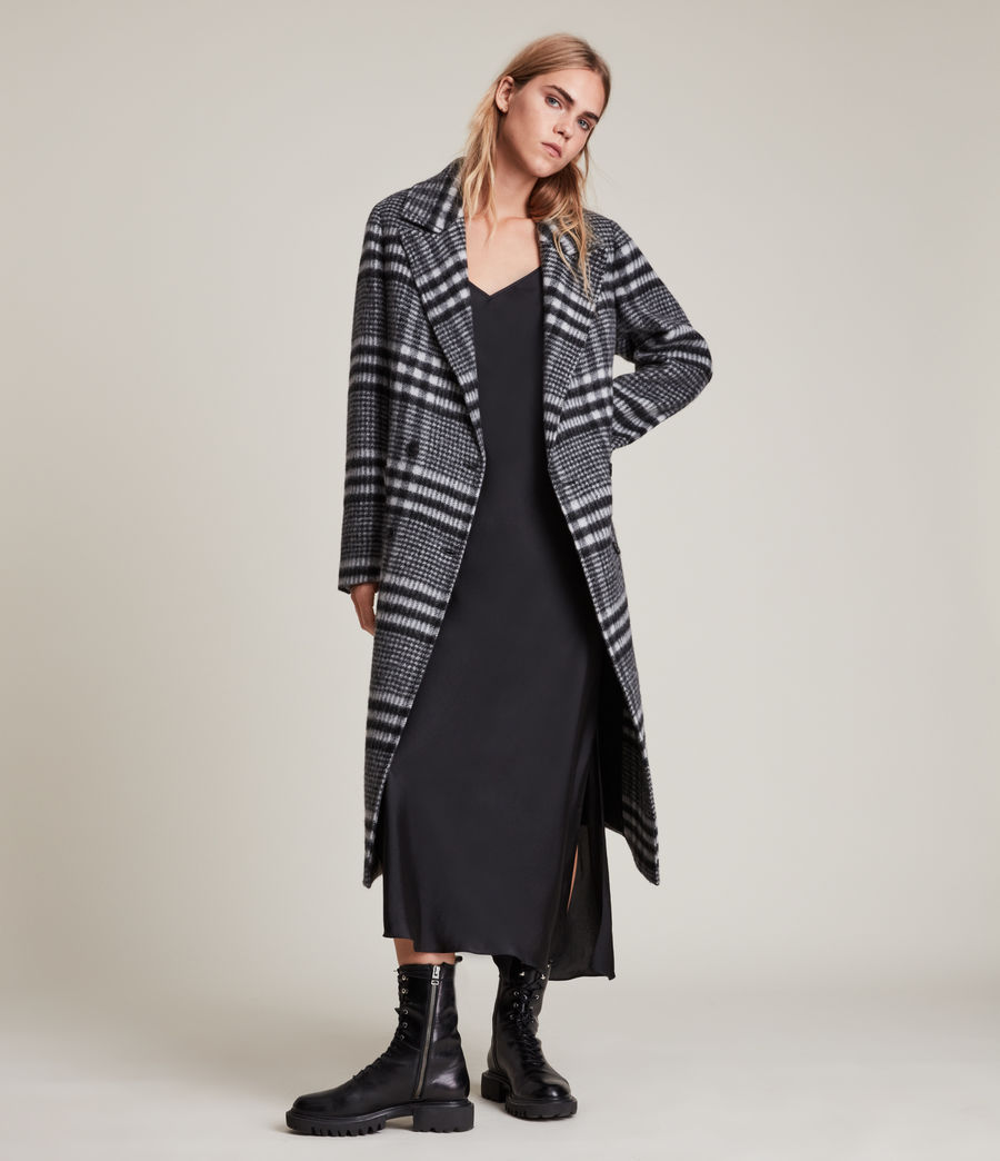 Women's Ensley Wool Blend Check Coat (black_white) - Image 1