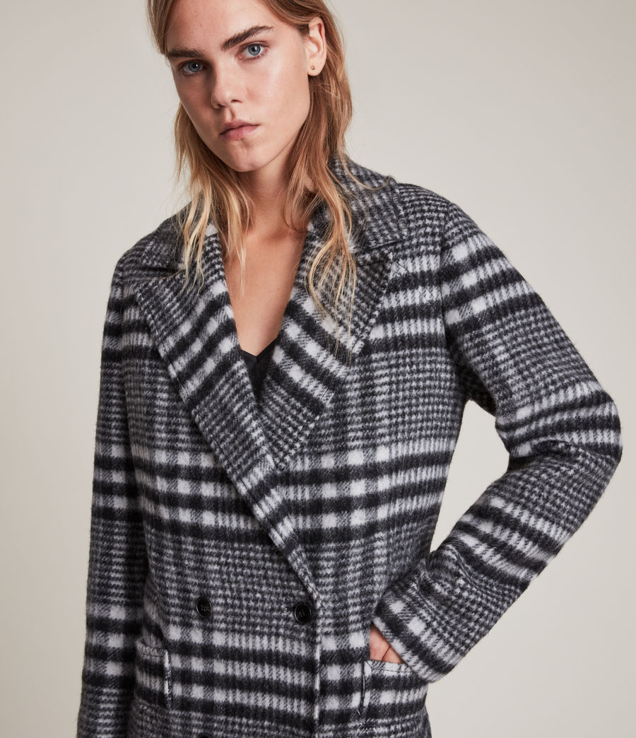 Women's Ensley Wool Blend Check Coat (black_white) - Image 2
