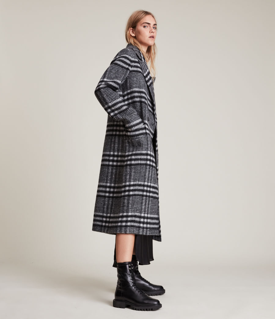 Womens Ensley Wool Blend Check Coat (black_white) - Image 3