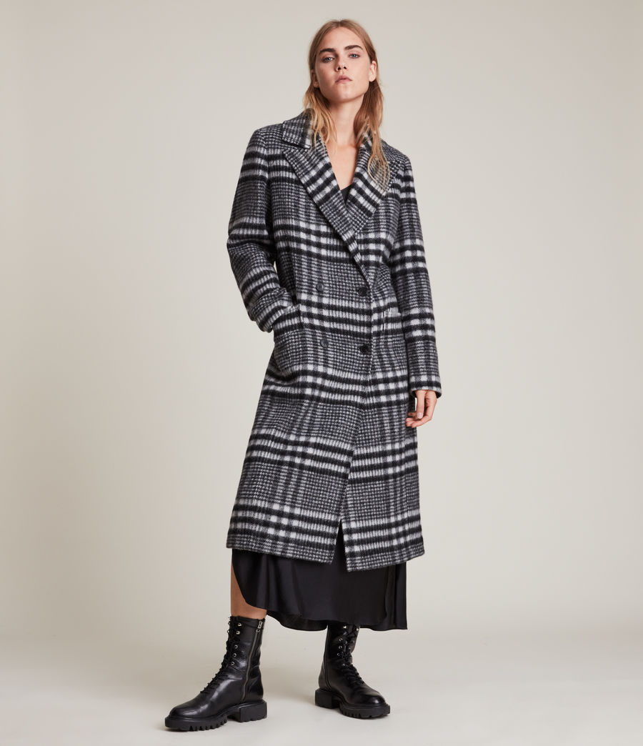 Womens Ensley Wool Blend Check Coat (black_white) - Image 4