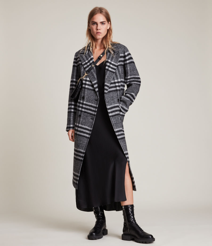 Womens Ensley Wool Blend Check Coat (black_white) - Image 5