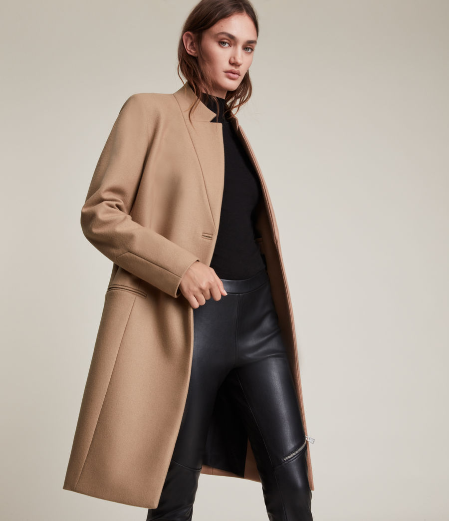 Women's Sidney Recycled Wool-Cashmere Blend Coat (camel_brown) - Image 3