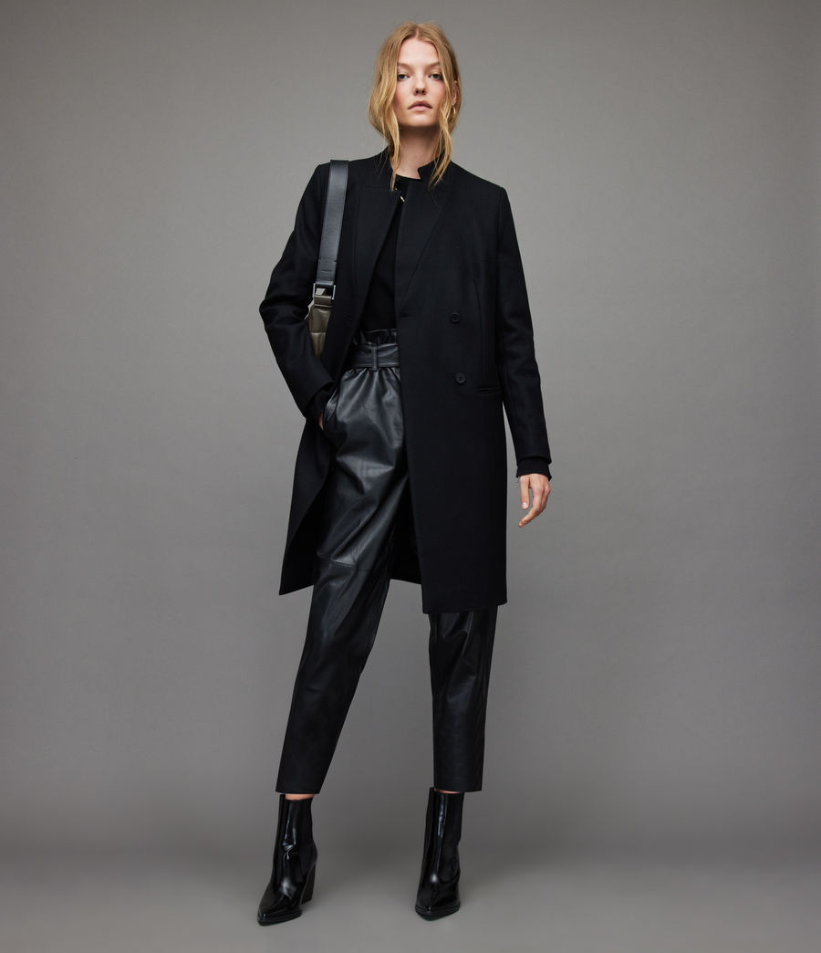 Femmes Sidney Recycled Wool-Cashmere Blend Coat (black) - Image 1