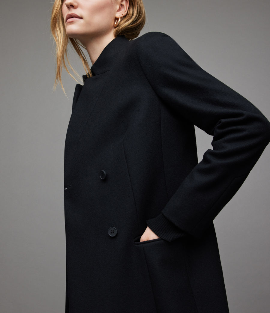 Femmes Sidney Recycled Wool-Cashmere Blend Coat (black) - Image 2