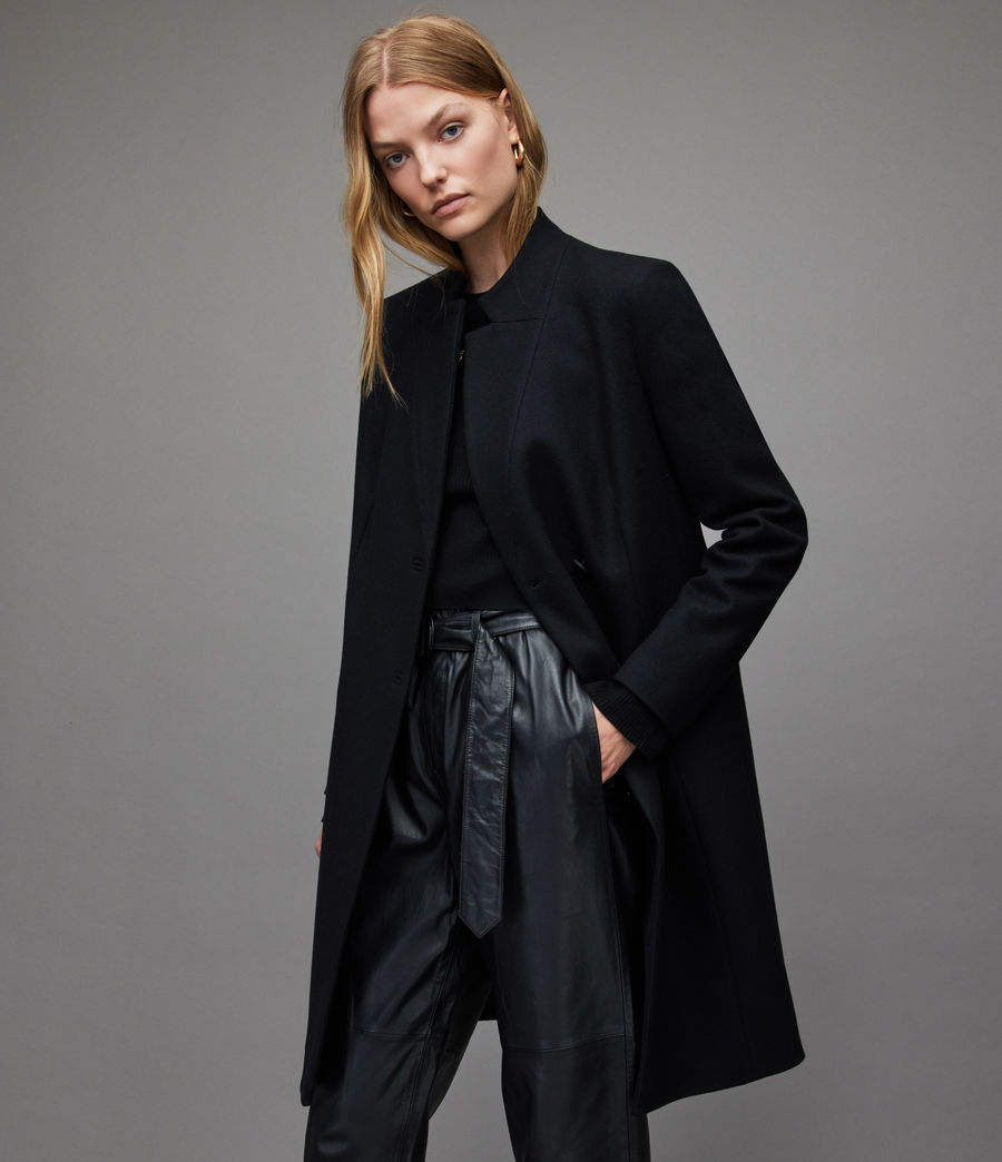 Femmes Sidney Recycled Wool-Cashmere Blend Coat (black) - Image 3
