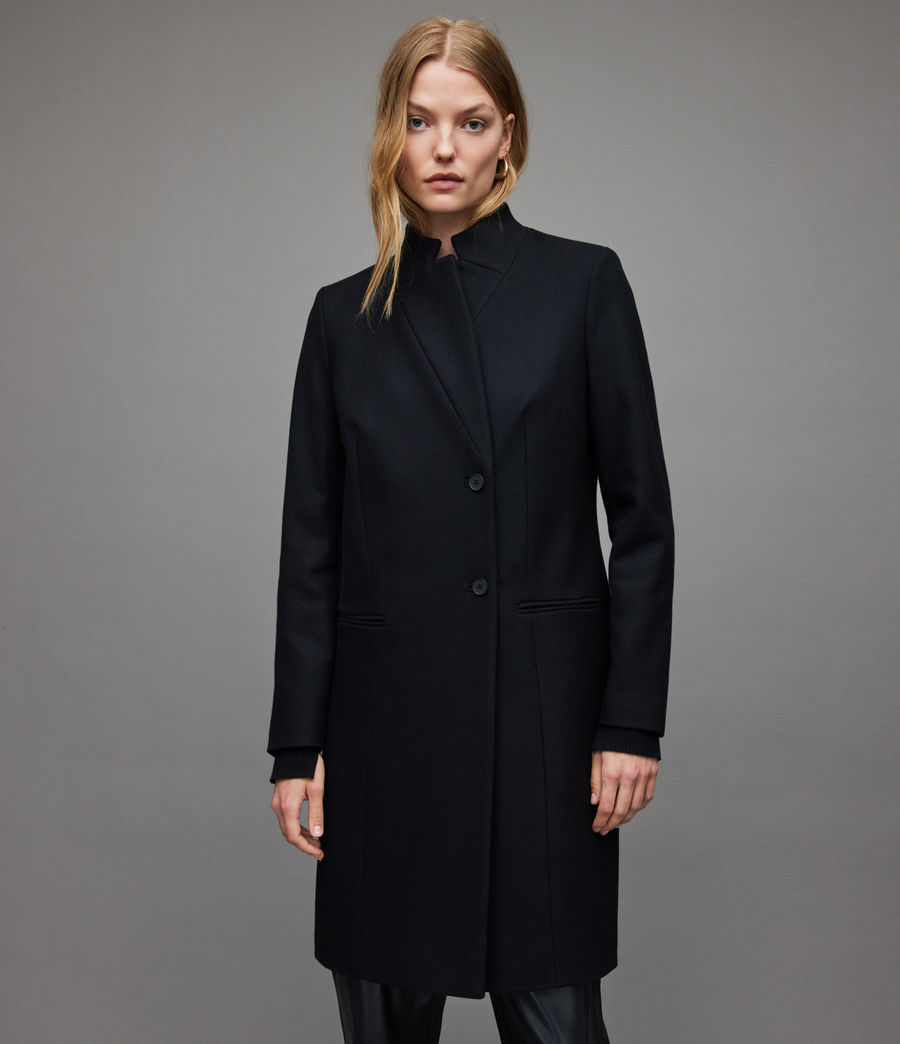 Womens Sidney Recycled Wool-Cashmere Blend Coat (black) - Image 4