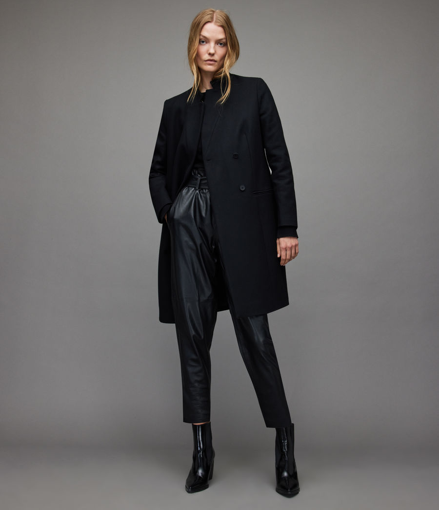 Women's Sidney Recycled Wool-Cashmere Blend Coat (black) - Image 5