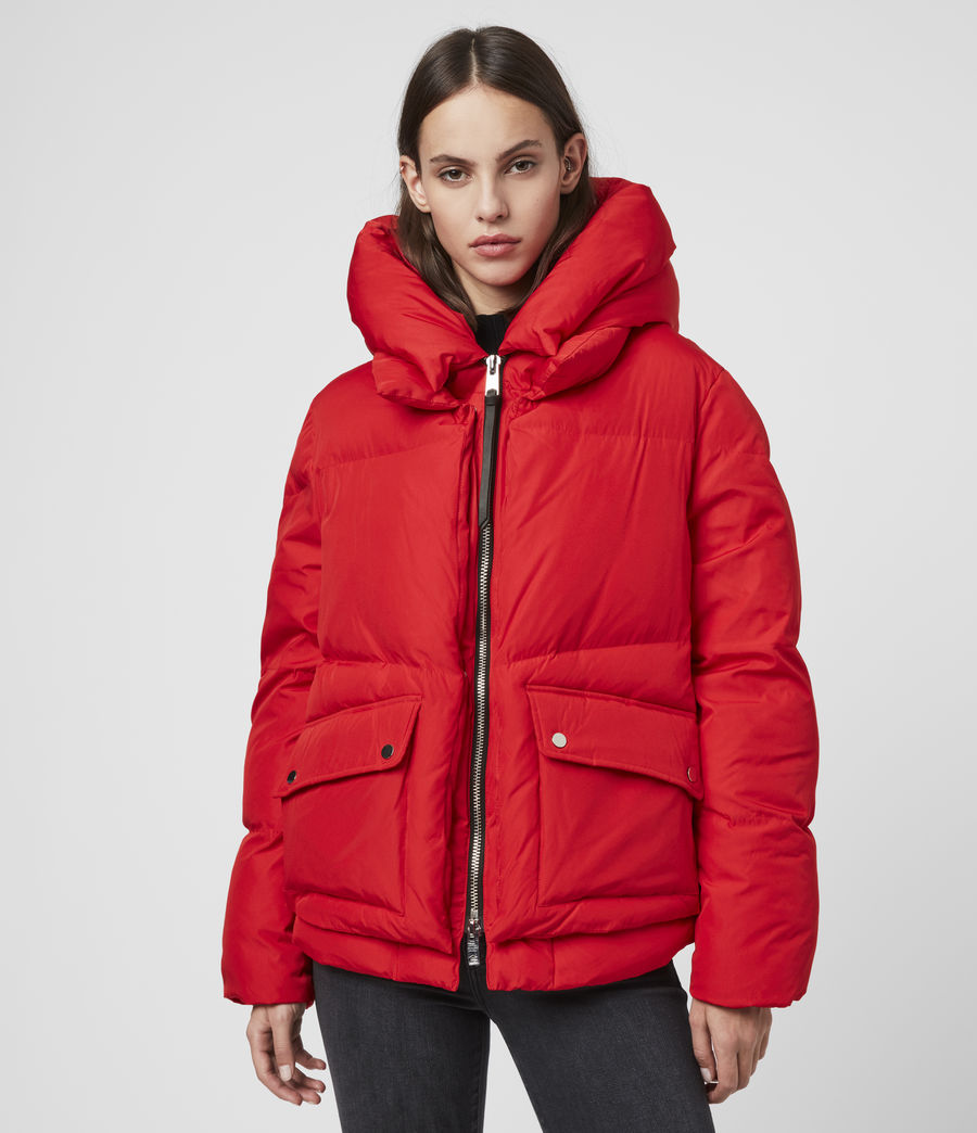 ALLSAINTS UK: Womens Estee Puffer Coat (red)