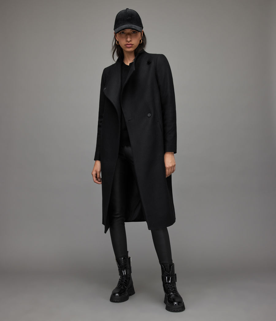Damen Riley Wool-Cashmere Blend Coat (black) - Image 4