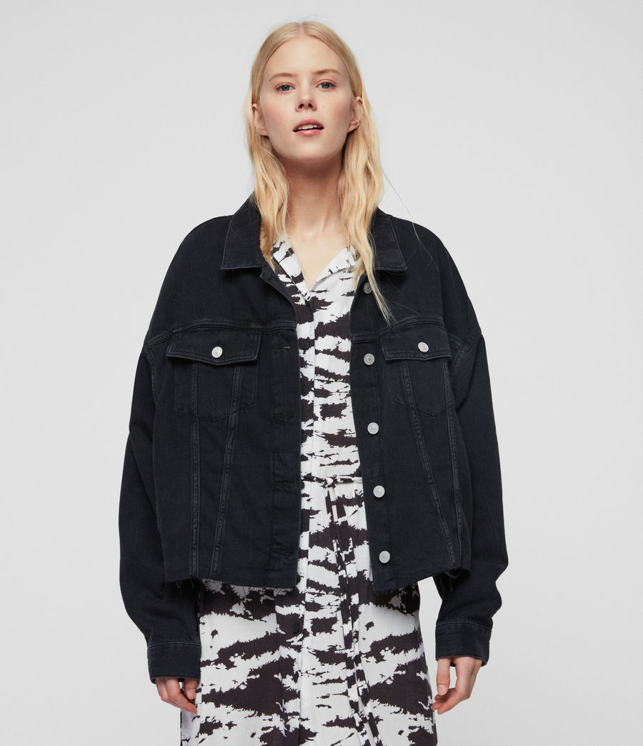 ALLSAINTS UK: Womens Piper Oversized Denim Jacket (washed_black)