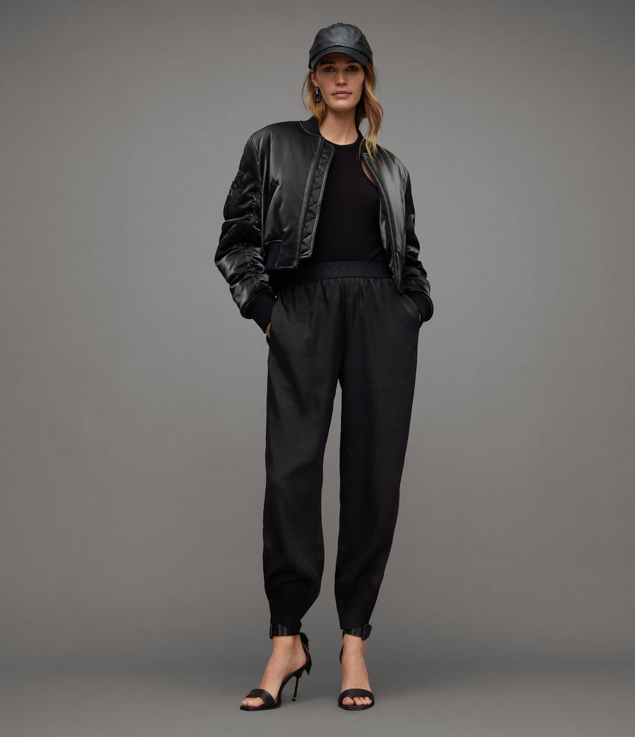 Women's Nala Mid-Rise Tapered Trousers (black) - Image 1