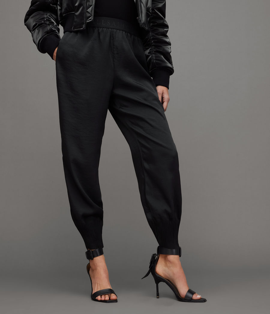 Women's Nala Mid-Rise Tapered Trousers (black) - Image 2