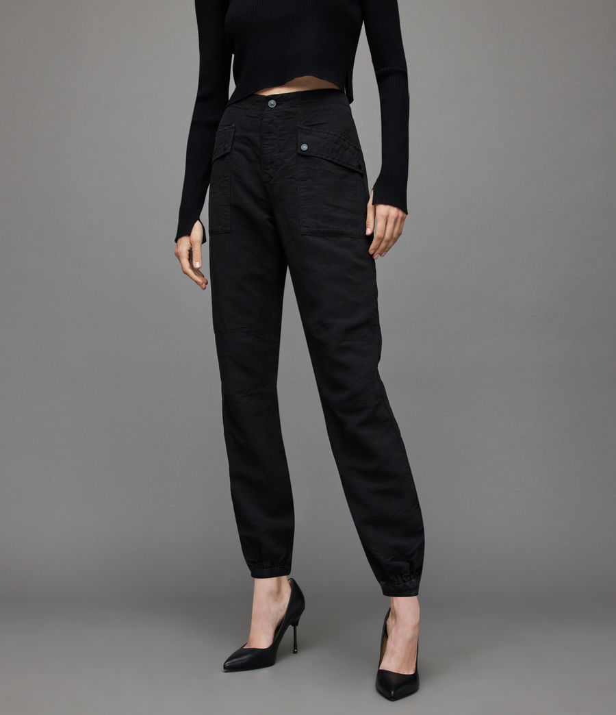Women's Val High-Rise Linen Blend Trousers (black) - Image 2
