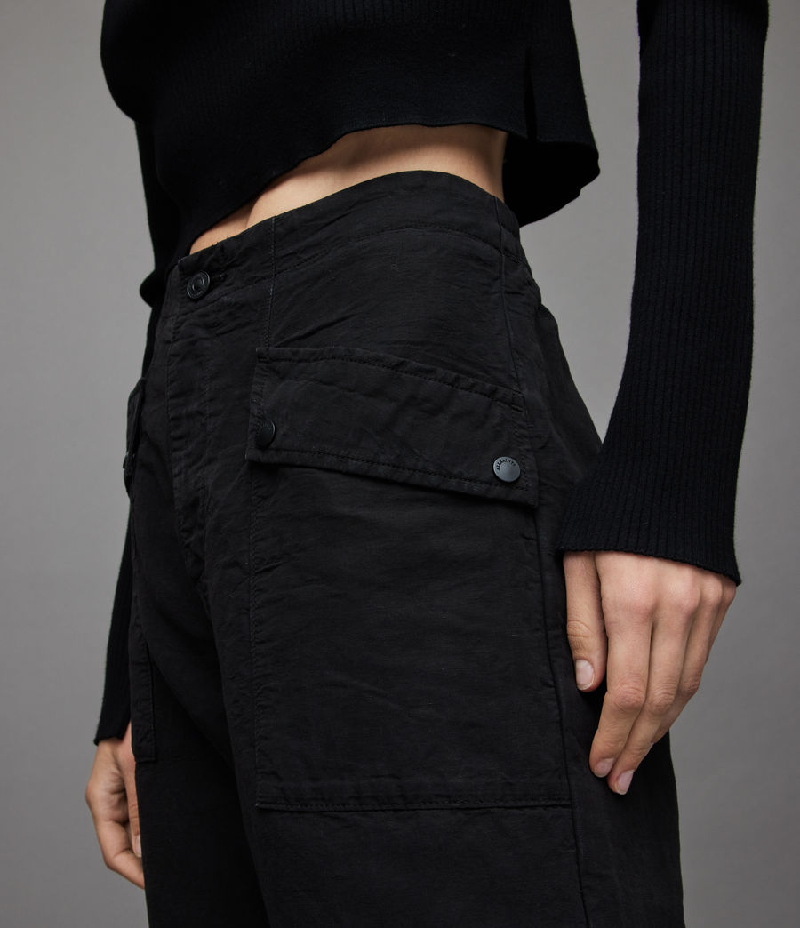 Women's Val High-Rise Linen Blend Trousers (black) - Image 3