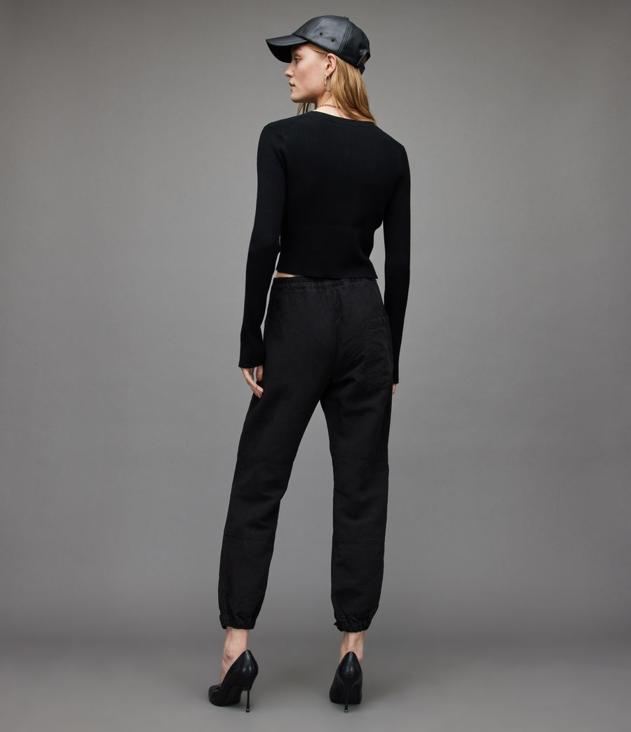 Women's Val High-Rise Linen Blend Trousers (black) - Image 5