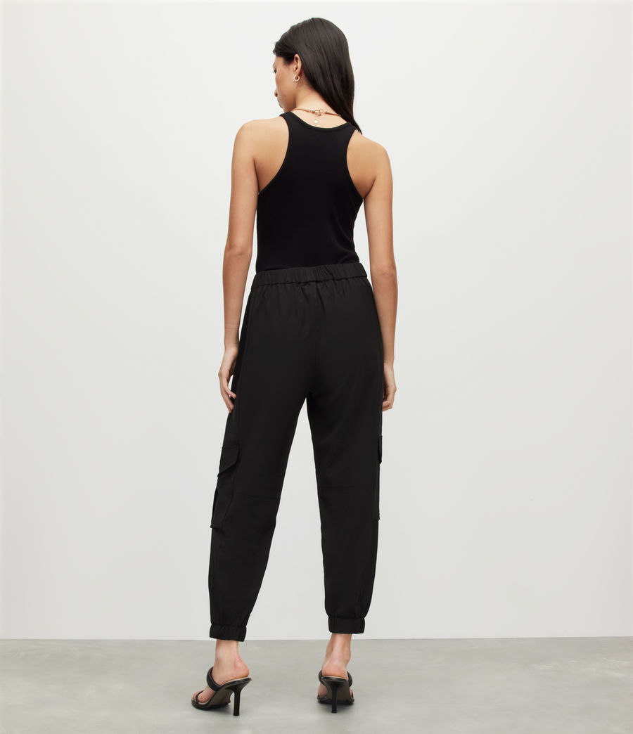 Women's Frieda High-Rise Jersey Cargo Trousers (black) - Image 5