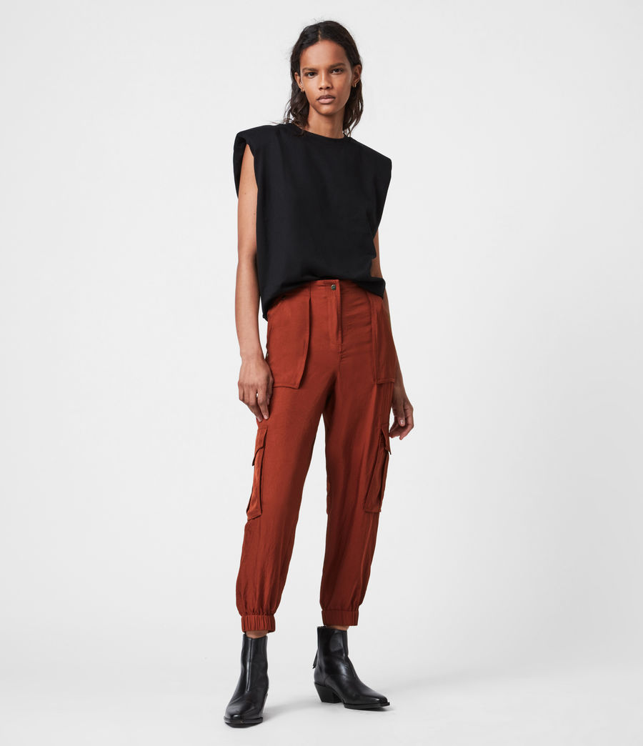 ALLSAINTS UK: Womens Frieda Mid-Rise Cuffed Trousers (rust_red)