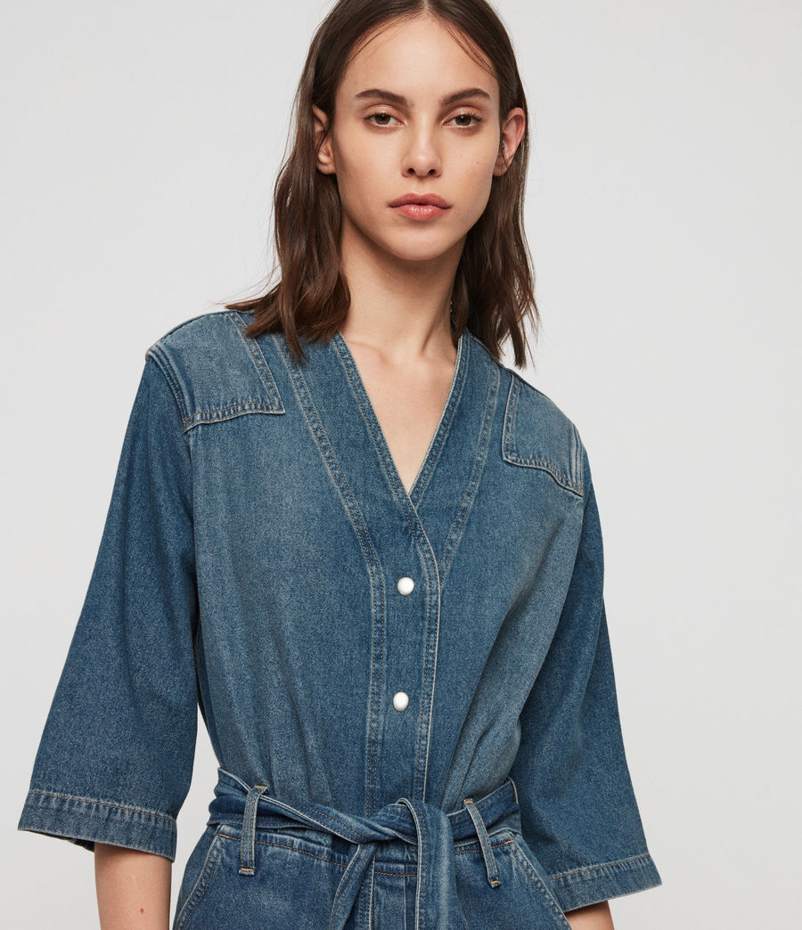 ALLSAINTS US: Womens Utility Denim Jumpsuit (washed_indigo)