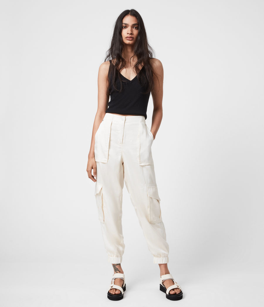 ALLSAINTS UK: Womens Frieda Mid-Rise Cuffed Trousers (cream_white)