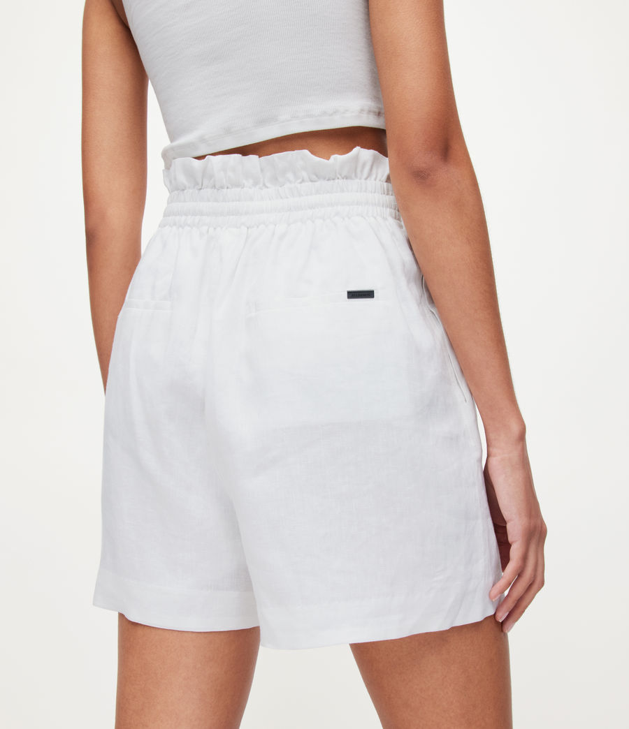 Womens Lily Linen Paperbag Shorts (chalk_white) - Image 5