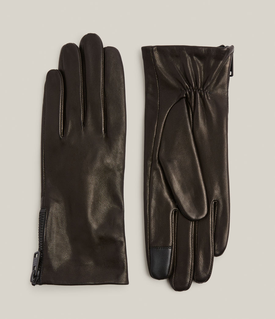 Womens Cleo Leather Gloves (black_matte_black) - Image 1
