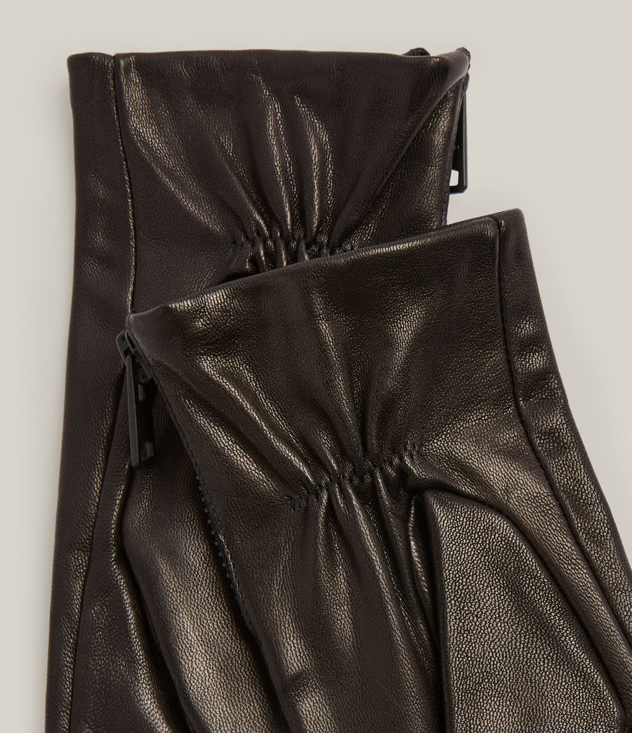 Women's Cleo Leather Gloves (black_matte_black) - Image 3
