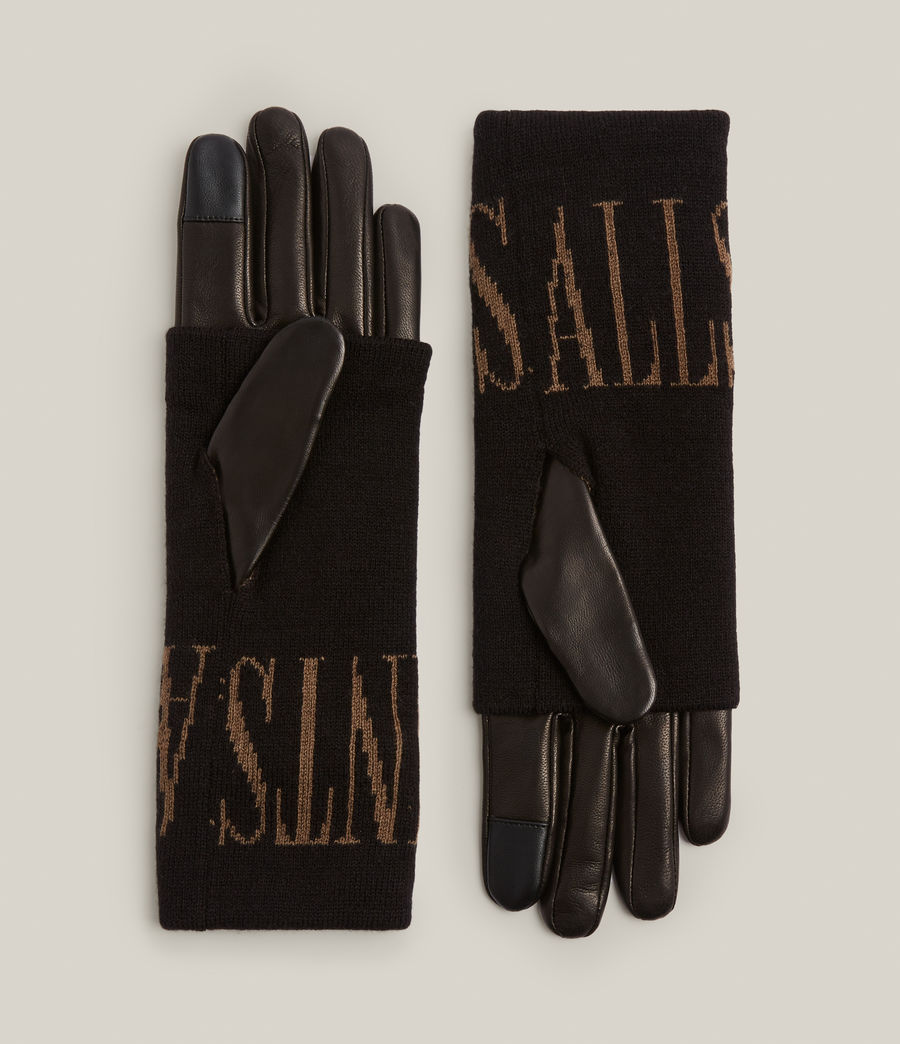Womens Zora Leather Gloves (black_cinder) - Image 3