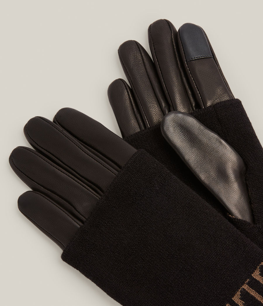 Womens Zora Leather Gloves (black_cinder) - Image 4