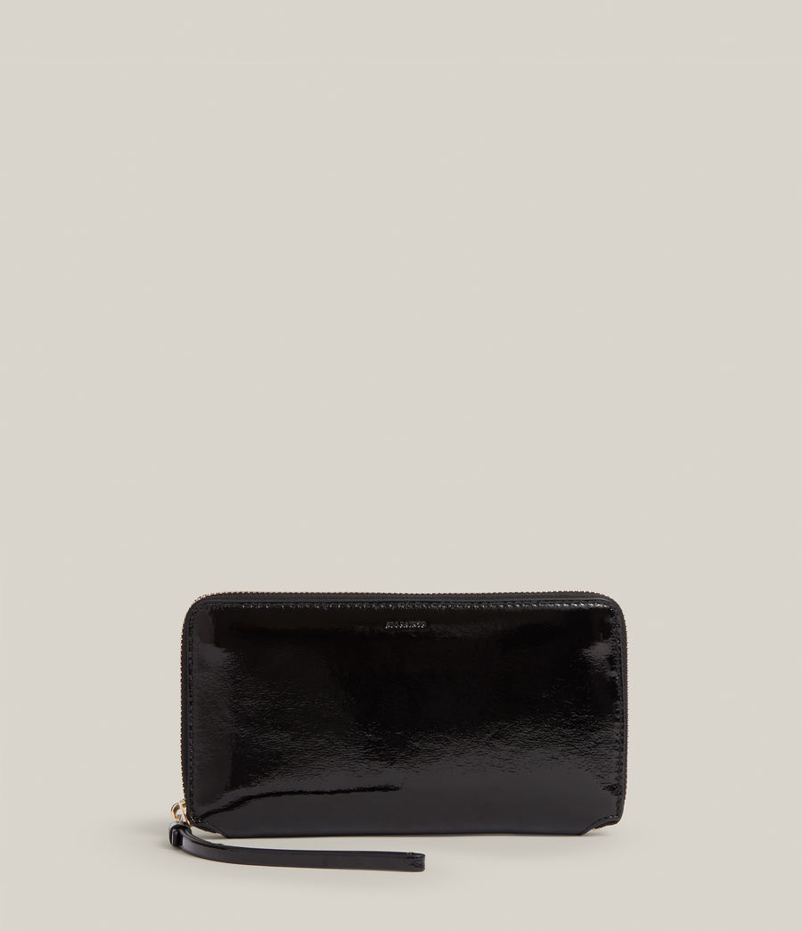 Women's Fetch Leather Phone Wristlet (liquid_black) - Image 1