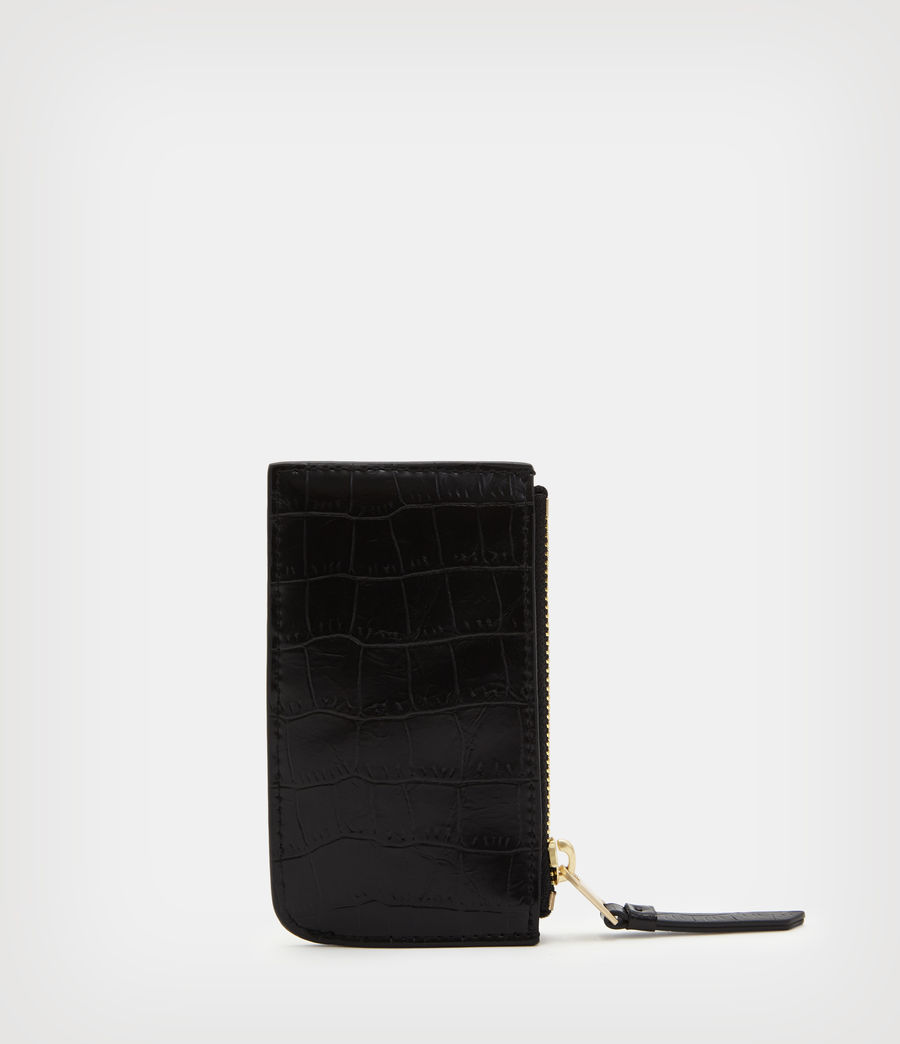 Women's Marlborough Crocodile Effect Leather Cardholder (black_croc) - Image 5