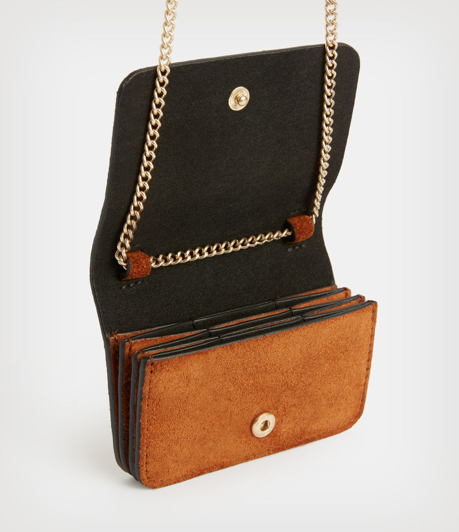 Women's Honore Suede Cardholder (amber_brown) - Image 3