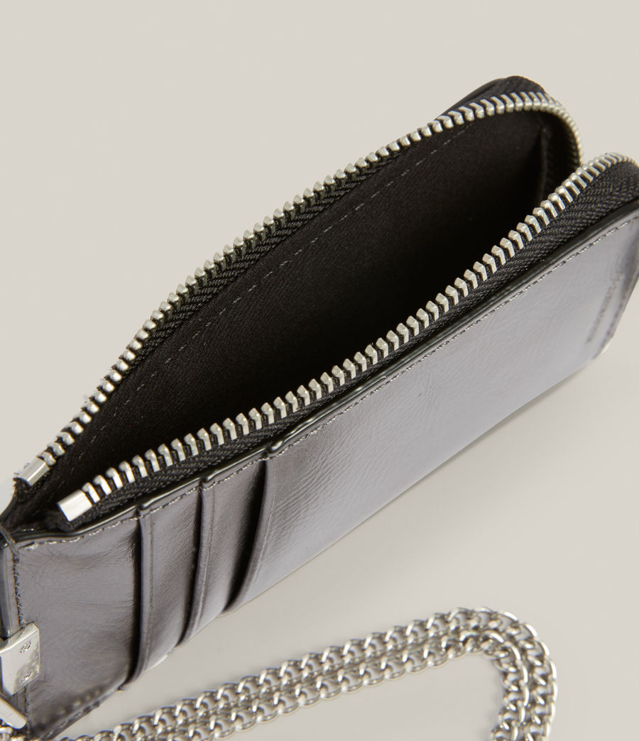 Women's Lotte Chain Leather Cardholder (gunmetal) - Image 2