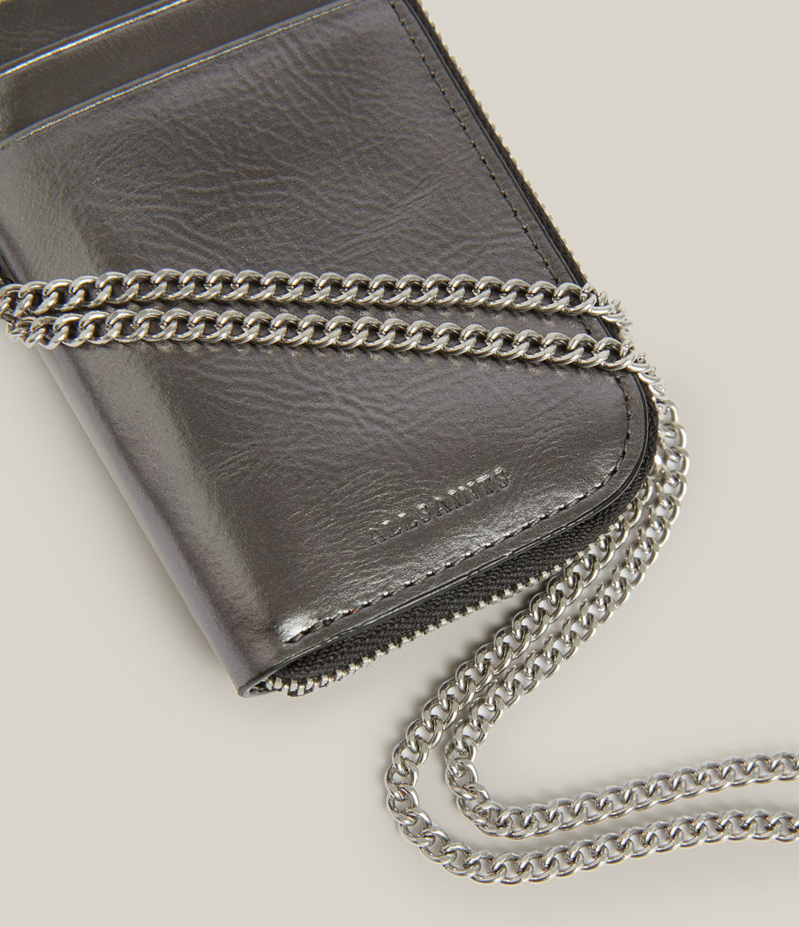 Women's Lotte Chain Leather Cardholder (gunmetal) - Image 5