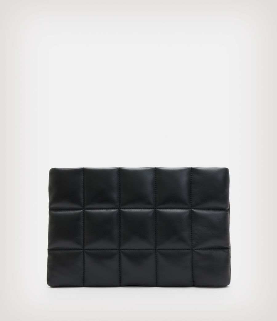 Women's Bettina Leather Quilted Clutch Bag (black) - Image 2