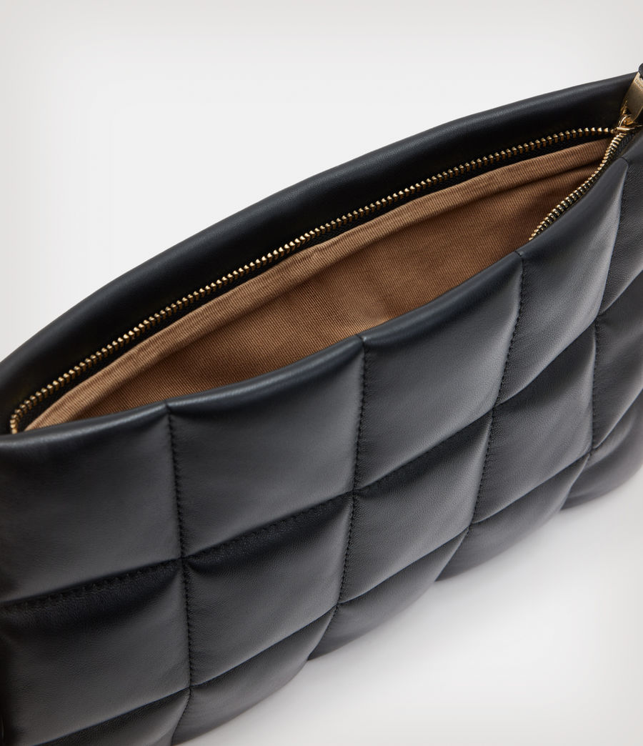 Women's Bettina Leather Quilted Clutch Bag (black) - Image 3