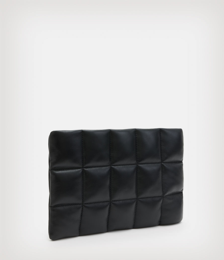 Women's Bettina Leather Quilted Clutch Bag (black) - Image 4