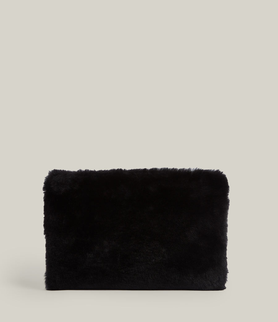 Womens Bettina Shearling Clutch Bag (black) - Image 1
