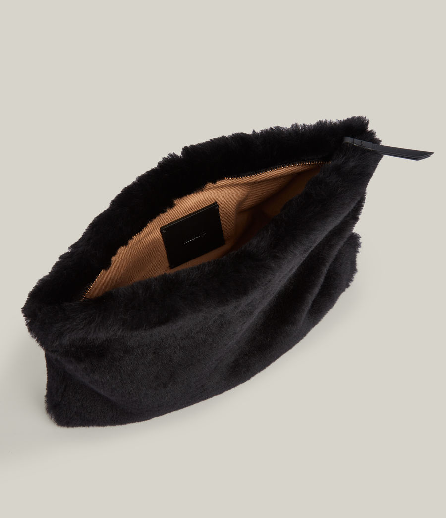 Women's Bettina Shearling Clutch Bag (black) - Image 3