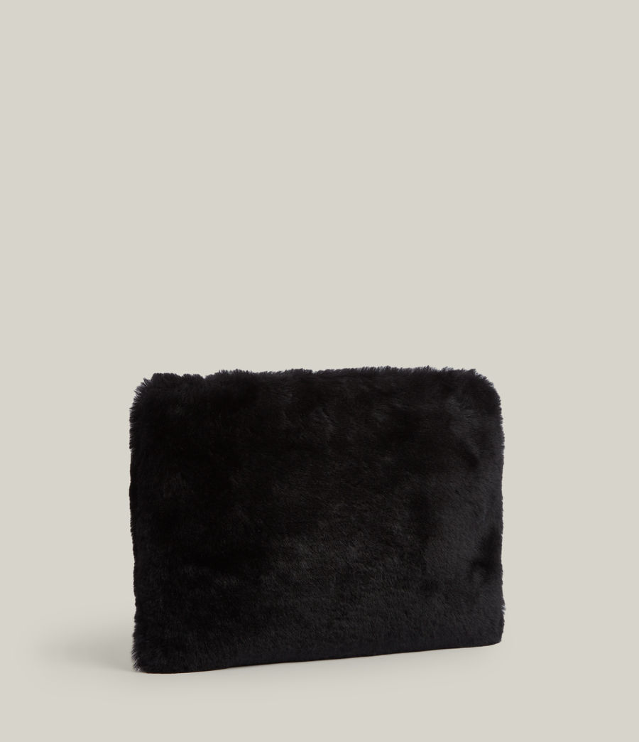 Womens Bettina Shearling Clutch Bag (black) - Image 4