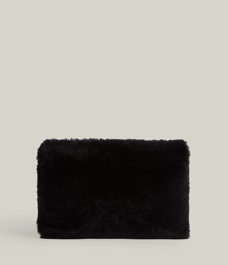 Womens Bettina Shearling Clutch Bag (black) - Image 7