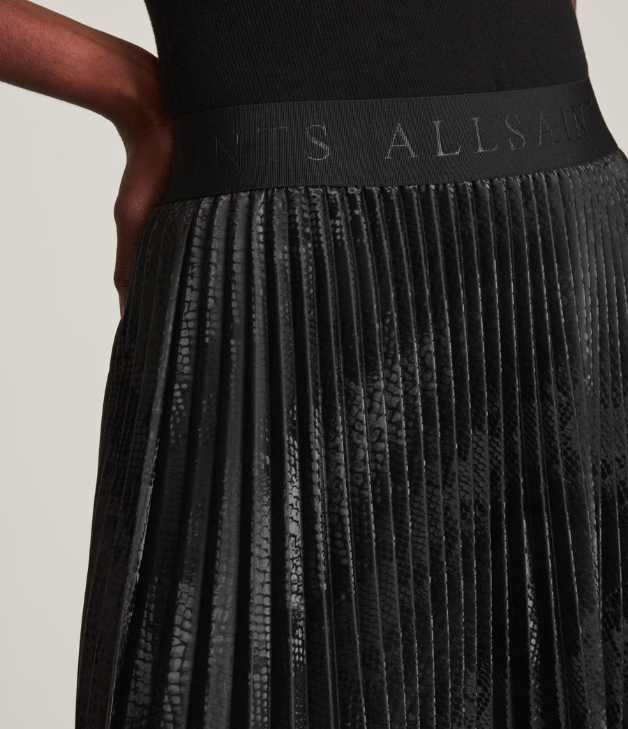 Womens Phia Snake Pleated Maxi Skirt (black) - Image 3