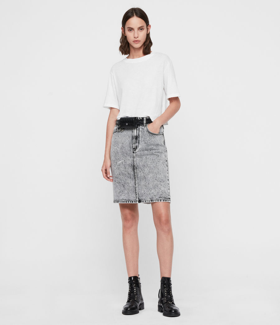 ALLSAINTS UK: Womens Nara Denim Pencil Skirt (acid_wash_black)