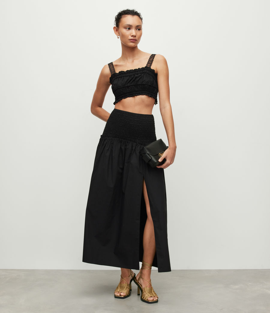 Womens Alex Gathered Maxi Skirt (black) - Image 1