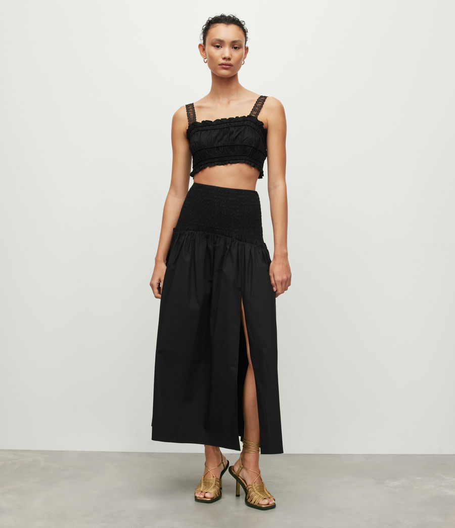 Women's Alex Gathered Maxi Skirt (black) - Image 4