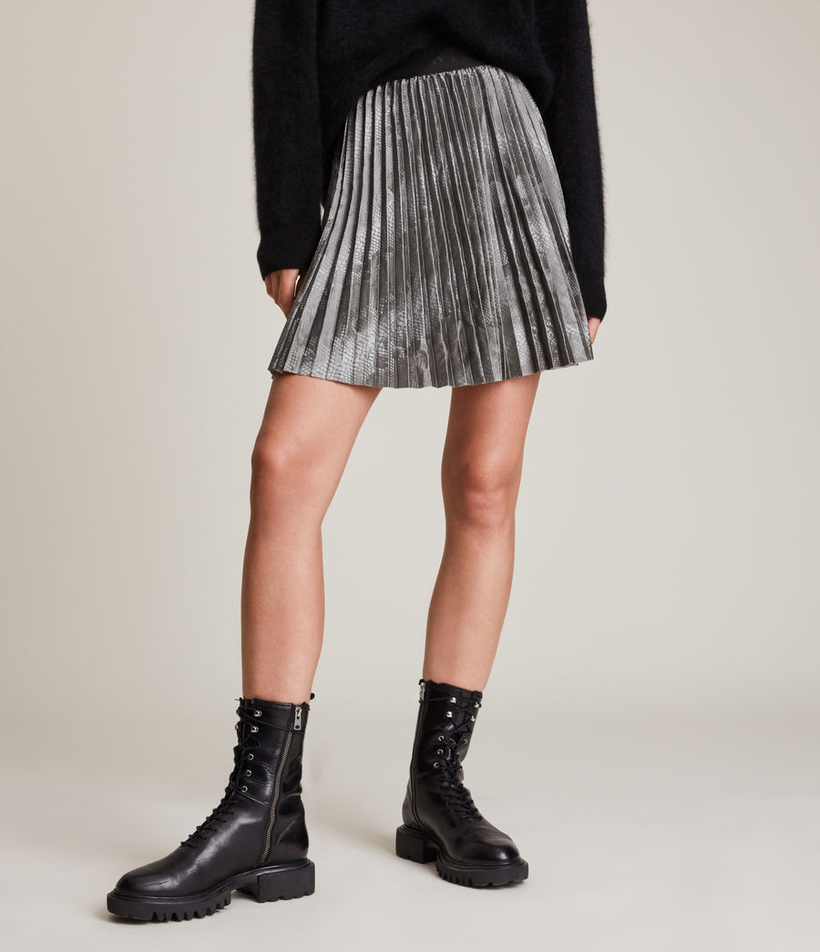 Women's Phia Snake Pleated Skirt (metallic_grey) - Image 2