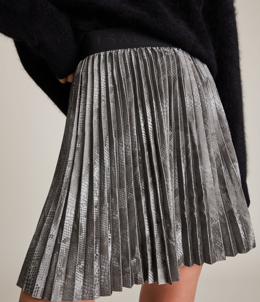 Women's Phia Snake Pleated Skirt (metallic_grey) - Image 3